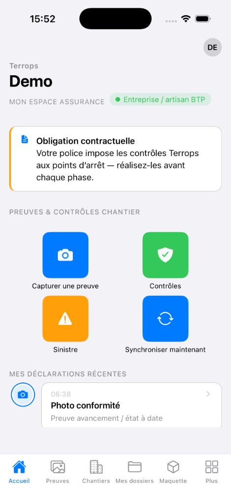 Accueil assuré, accès à la déclaration sinistre